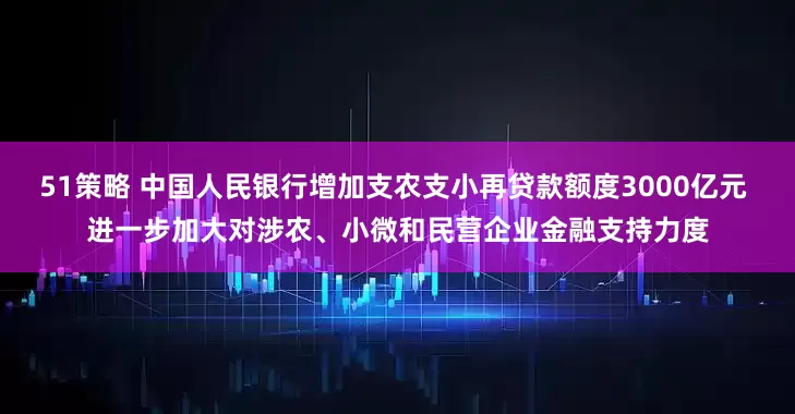 51策略 中国人民银行增加支农支小再贷款额度3000亿元 进一步加大对涉农、小微和民营企业金融支持力度